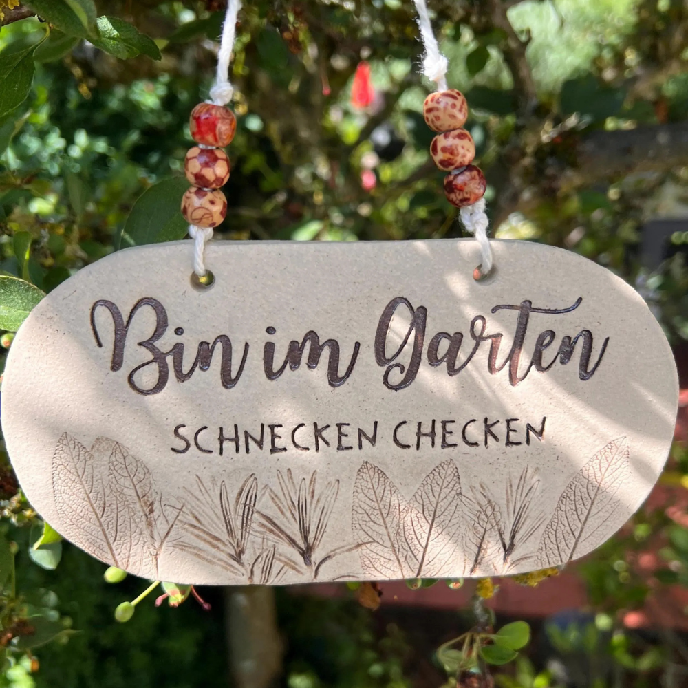 Sign "Checking for snails in the garden" - Ceramic