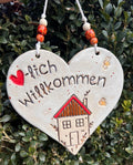 Keramikherz "Willkommens-Schild"